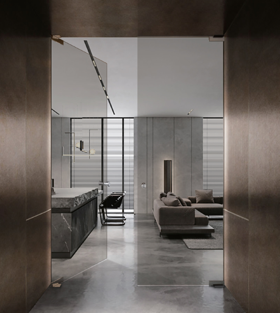 프레임리스 글래스 스윙 도어